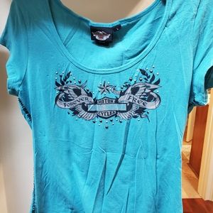 Harley Davidson blue t shirt women large